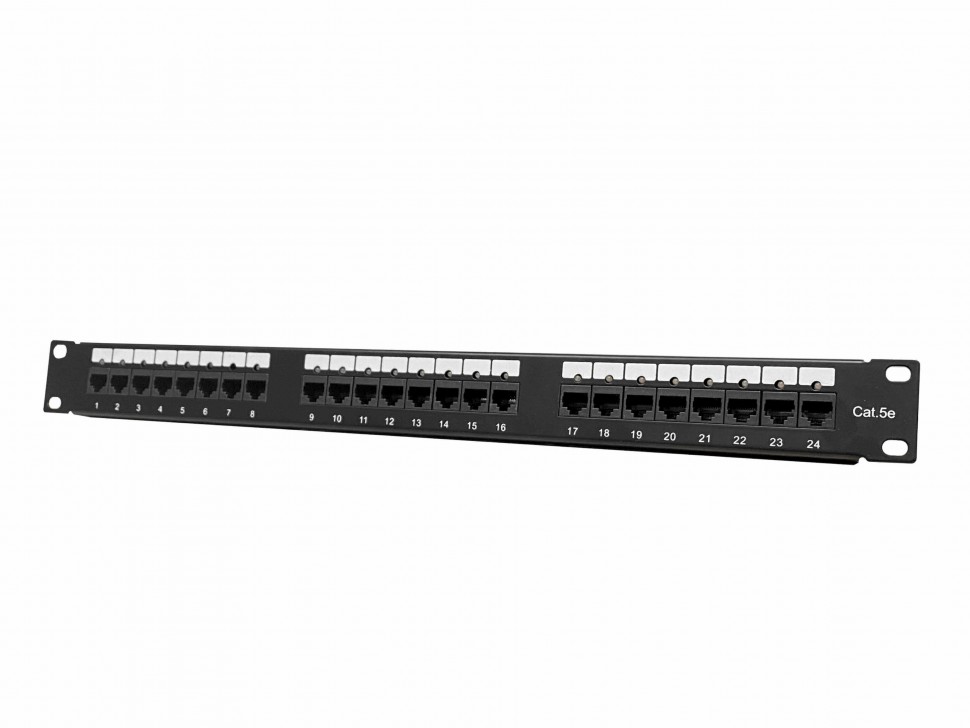 Патч-панель UTP, 19", 24 порта RJ45, cat.5e, 1U, Dual Type с индикацией портов